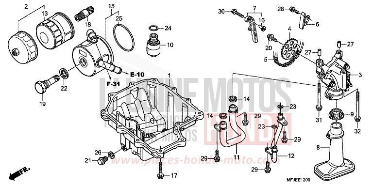 CARTER D'HUILE/POMPE A HUILE de CBR600RR ABS VICTORY RED (R334) 2012